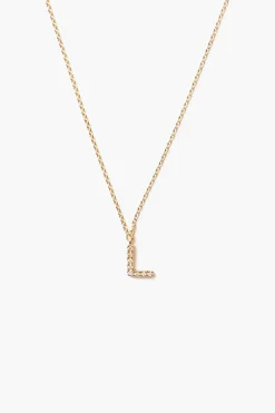Chan Luu 14k Gold and White Diamond Initial Necklace