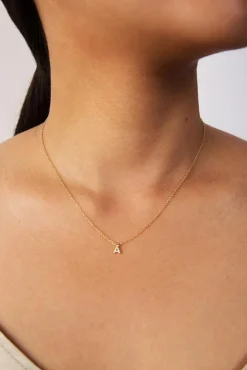 Chan Luu 14k Gold and White Diamond Initial Necklace