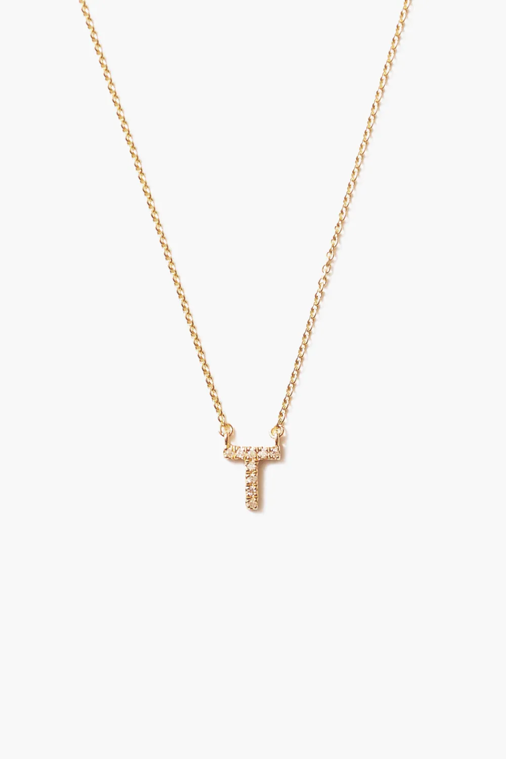 Chan Luu 14k Gold and White Diamond Initial Necklace