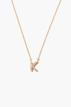 Chan Luu 14k Gold and White Diamond Initial Necklace