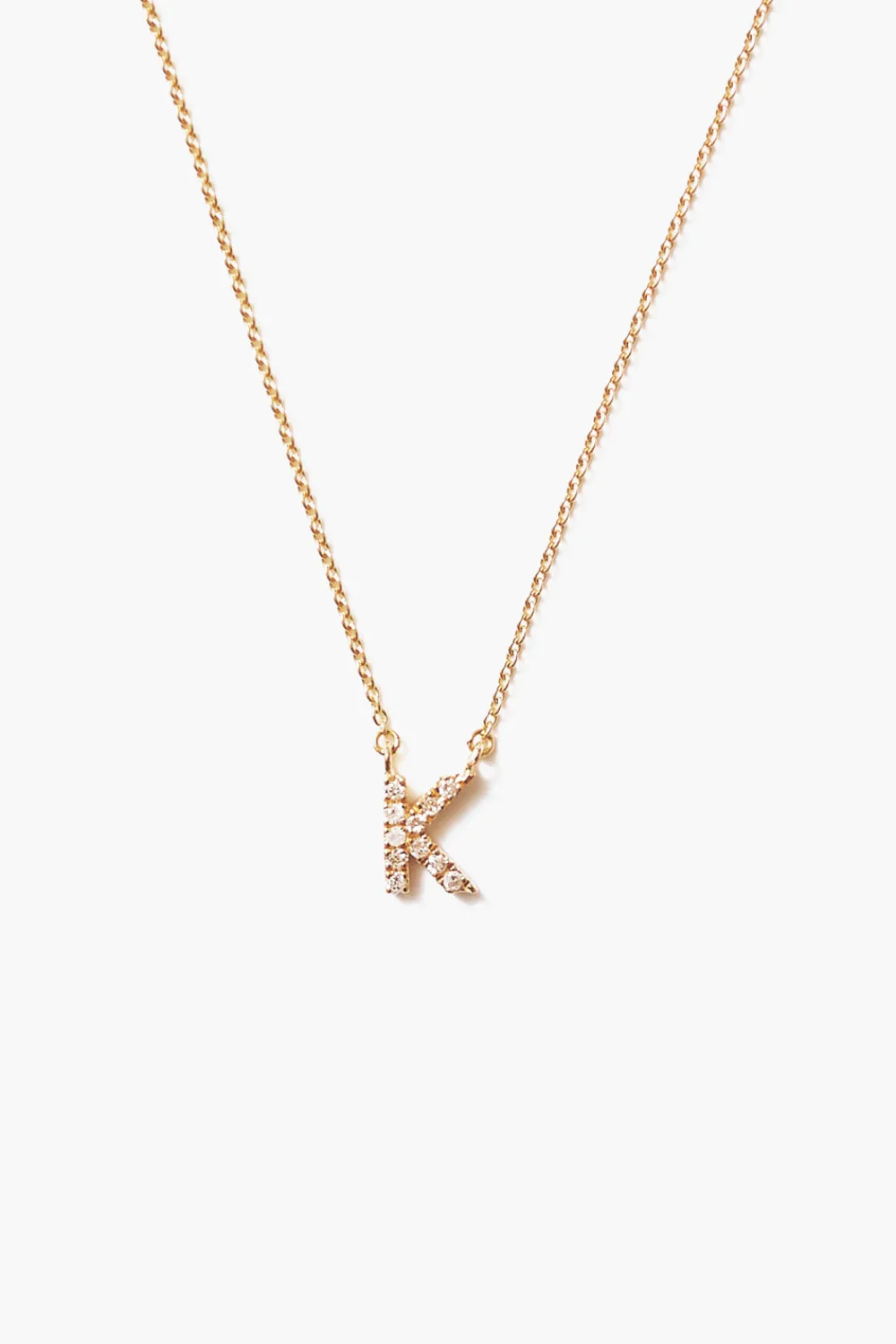 Chan Luu 14k Gold and White Diamond Initial Necklace