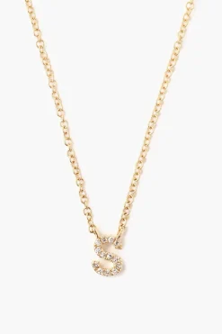 Chan Luu 14k Gold and White Diamond Initial Necklace