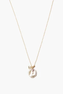 Chan Luu 14k Keshi Pearl and Sliced Champagne Diamond Necklace