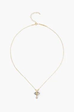 Chan Luu Labradorite Evil Eye and Sliced Diamond Charm Necklace