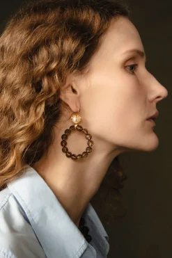 Chan Luu Lark Hoop Earrings Smoky Quartz
