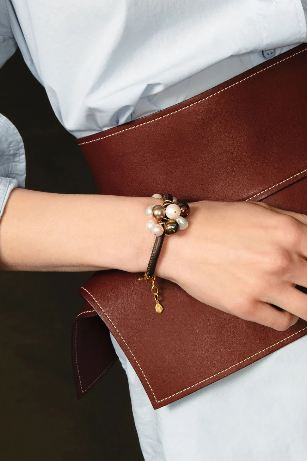 Chan Luu Lea Leather Bracelet Pearl