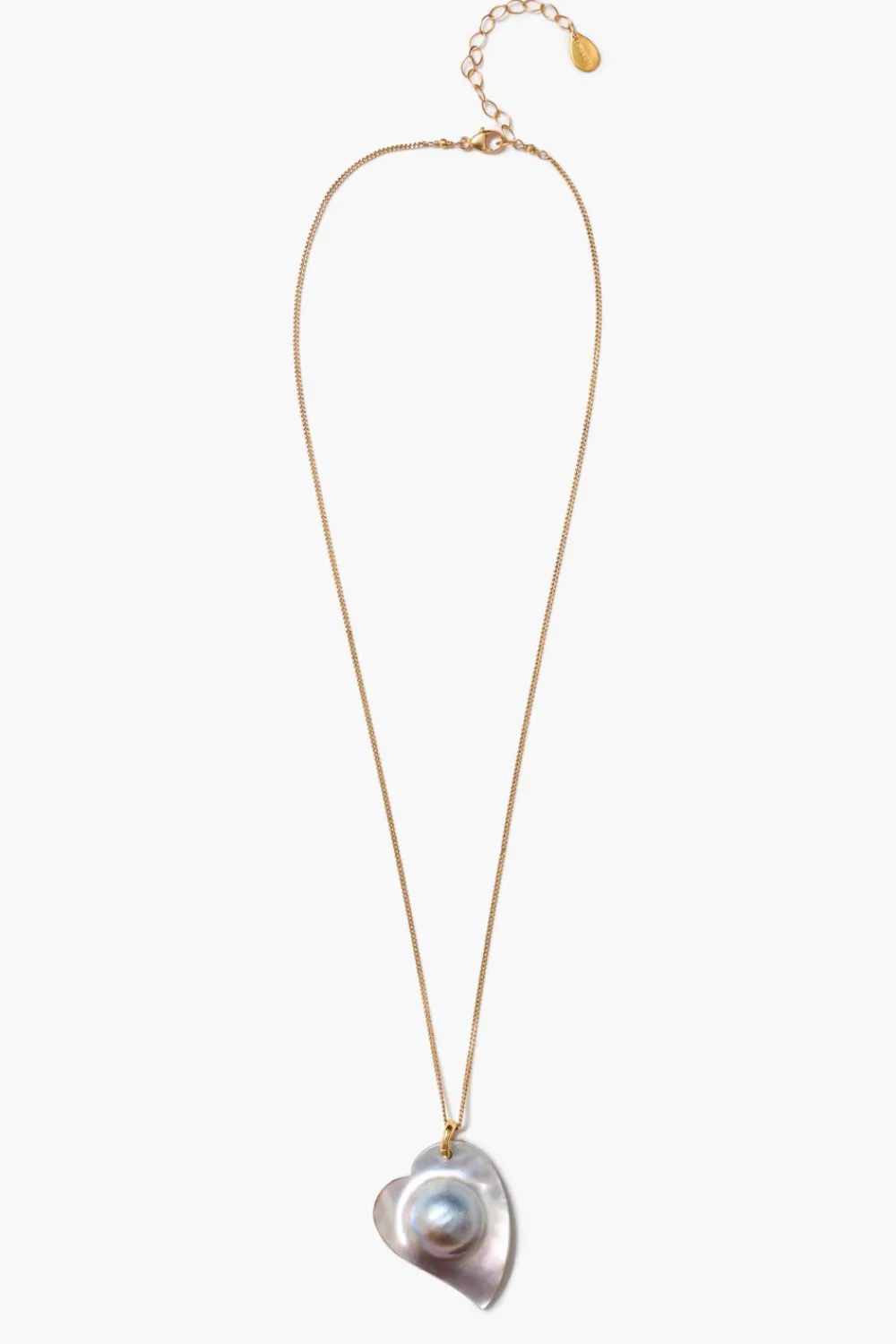 Chan Luu Mabe Heart Necklace Grey Pearl
