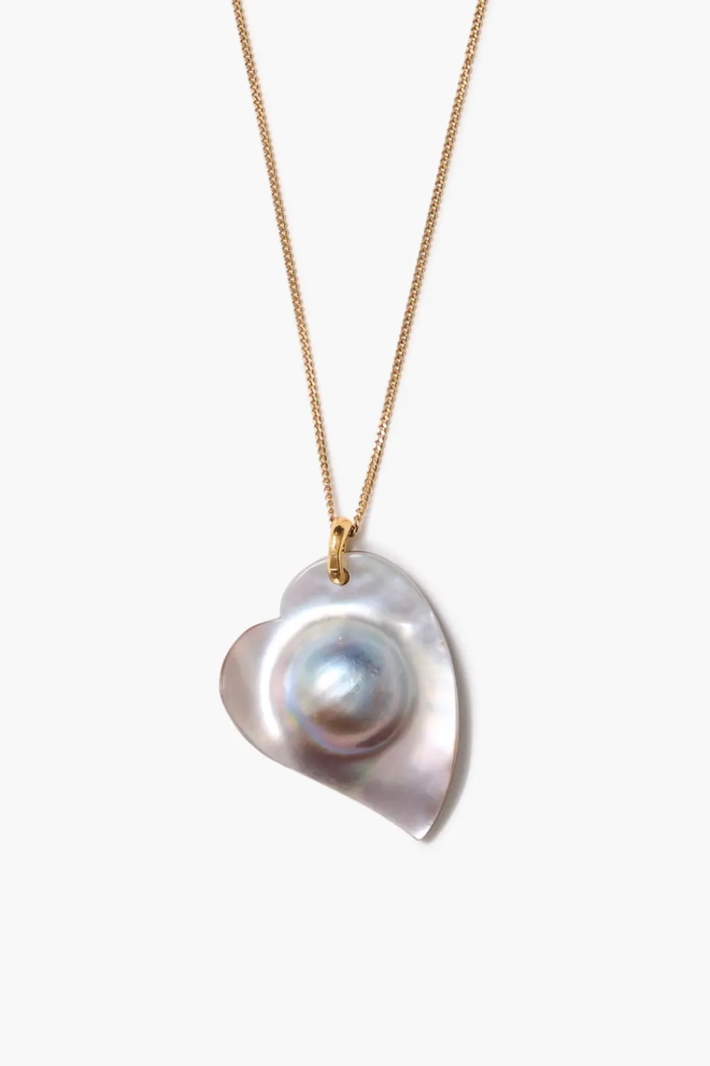 Chan Luu Mabe Heart Necklace Grey Pearl