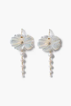 Chan Luu Magnolia Drop Earrings White