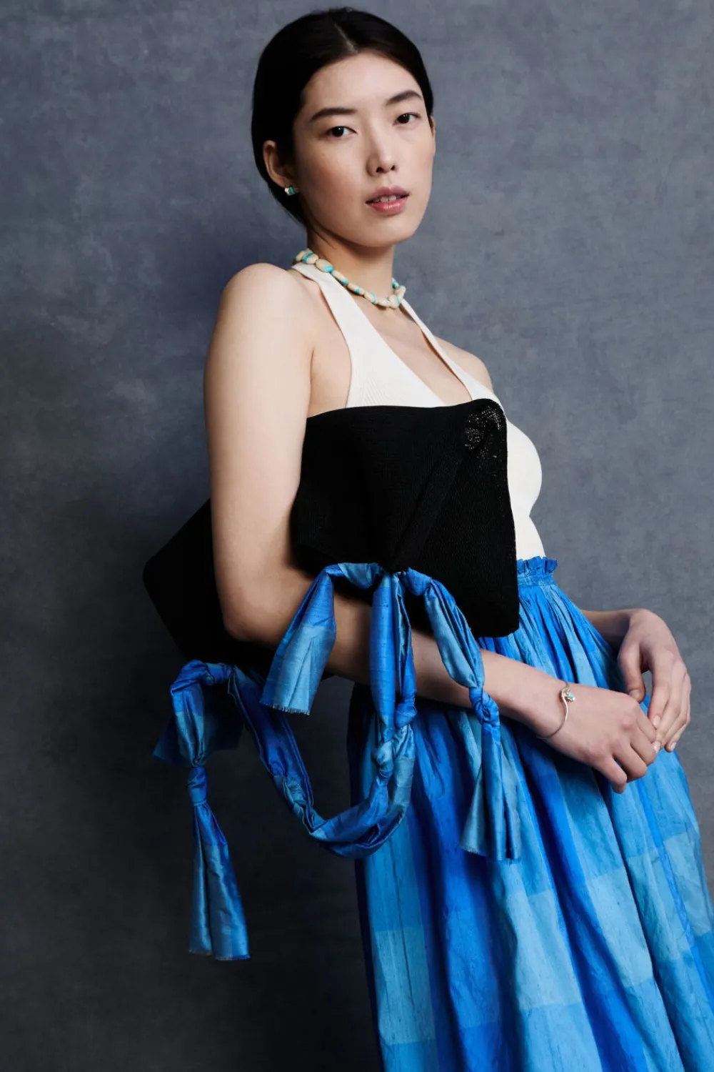 Chan Luu Mesh Net Tote Blue Check