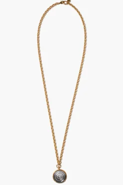 Chan Luu Nautilus Pocket Watch Necklace Black MOP