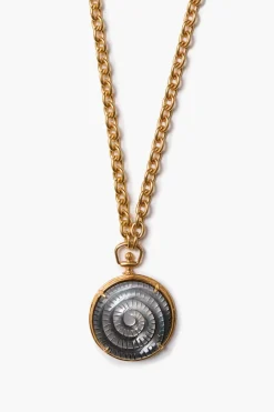 Chan Luu Nautilus Pocket Watch Necklace Black MOP