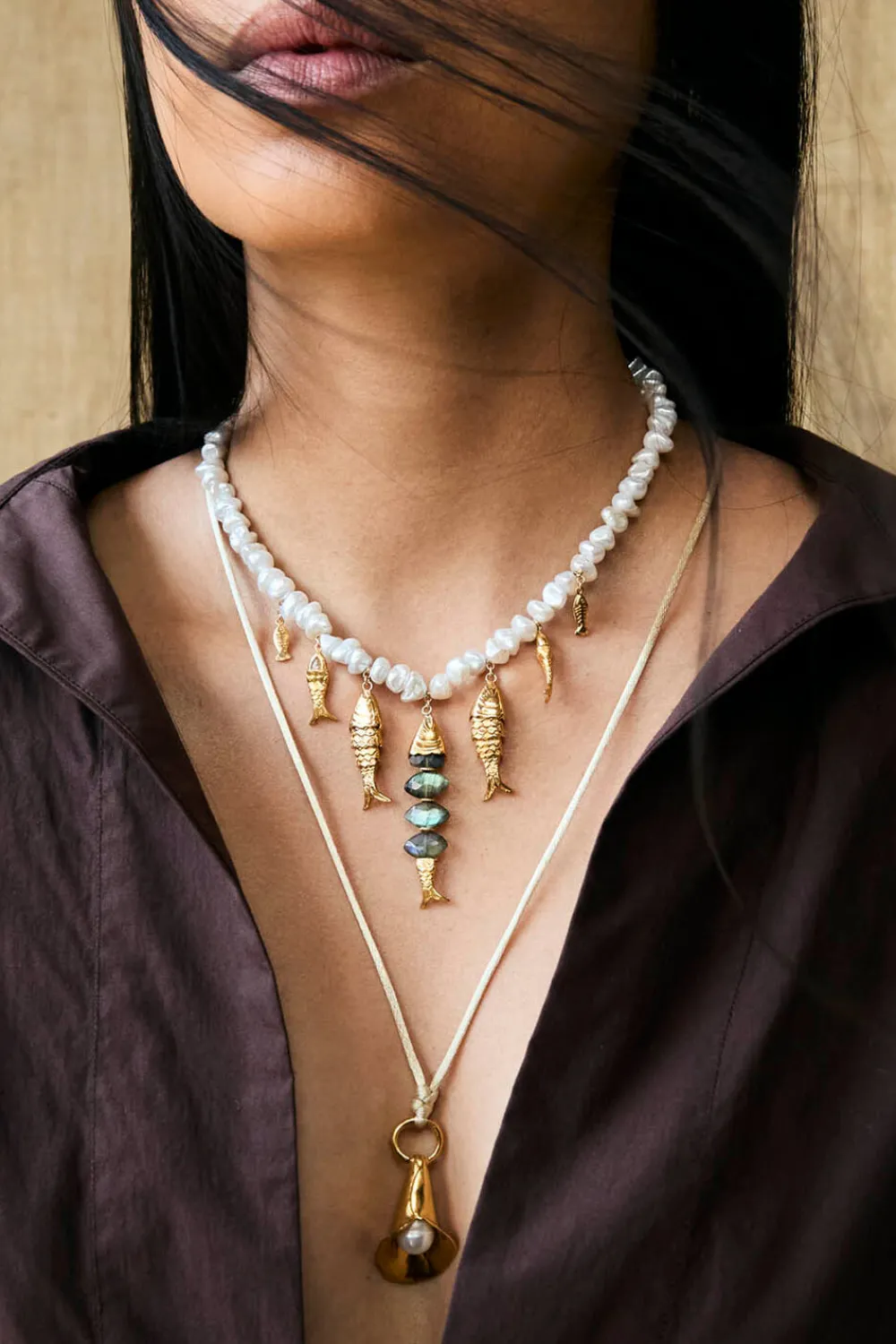 Chan Luu Orris Necklace White Pearl Mix