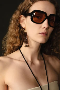 Chan Luu Pampille Earrings Smoky Quartz