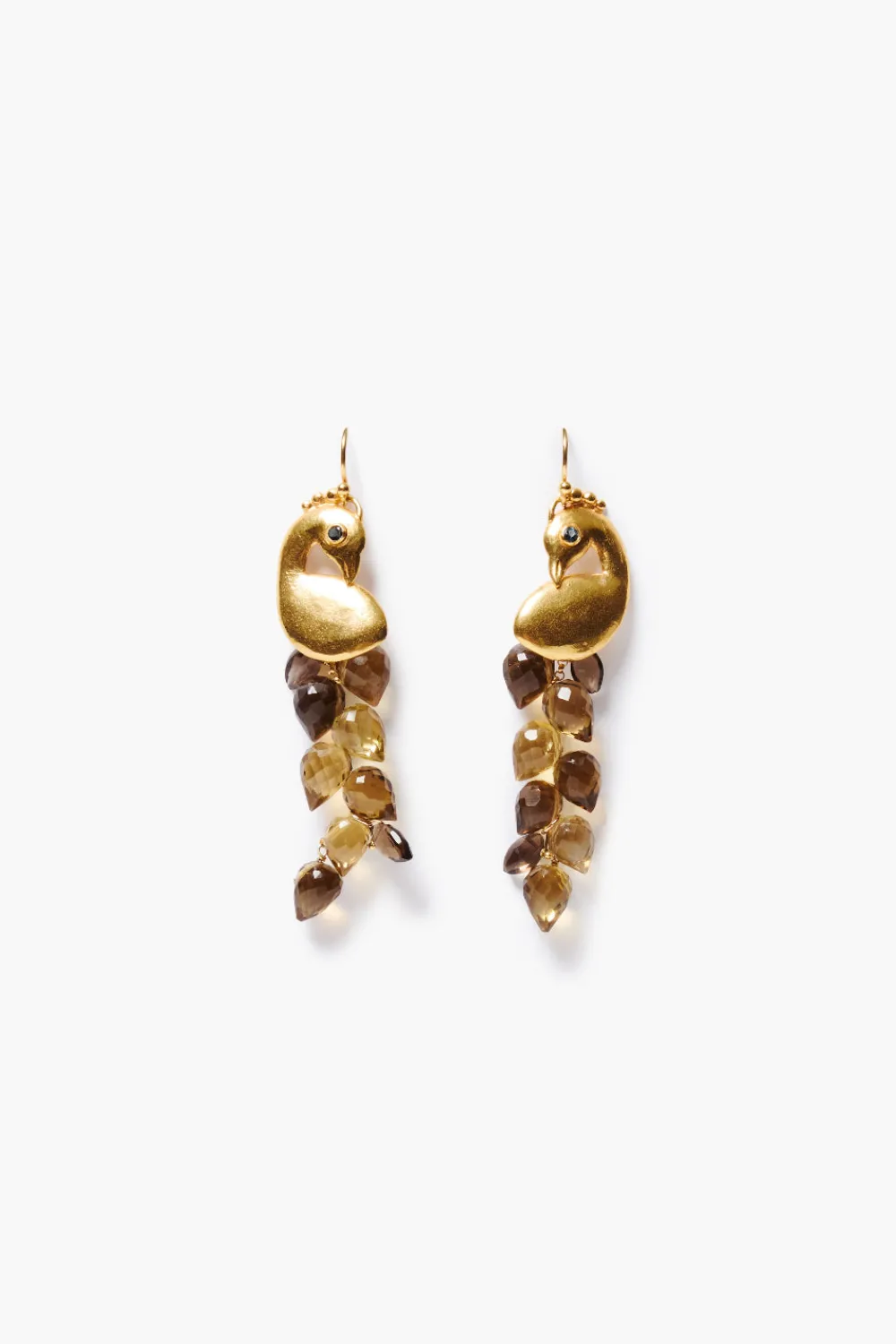 Chan Luu Peacock Chandelier Earrings Whiskey Quartz