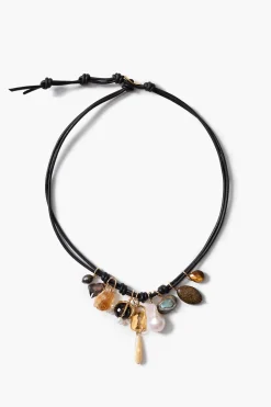 Chan Luu Romy Leather Charm Necklace Black