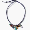 Chan Luu Romy Leather Charm Necklace Blue