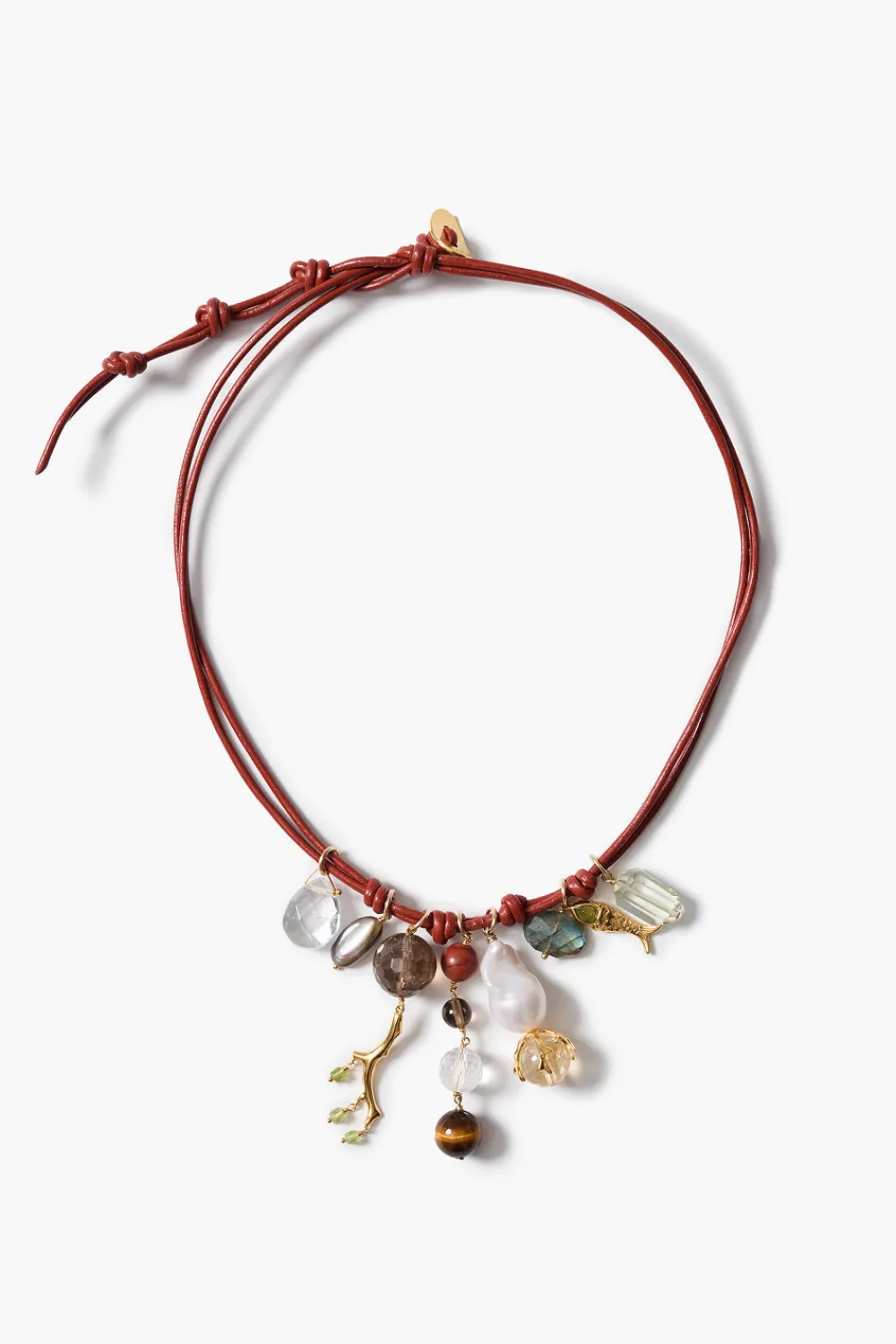 Chan Luu Romy Leather Charm Necklace Red