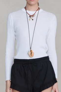 Chan Luu Romy Leather Charm Necklace Red