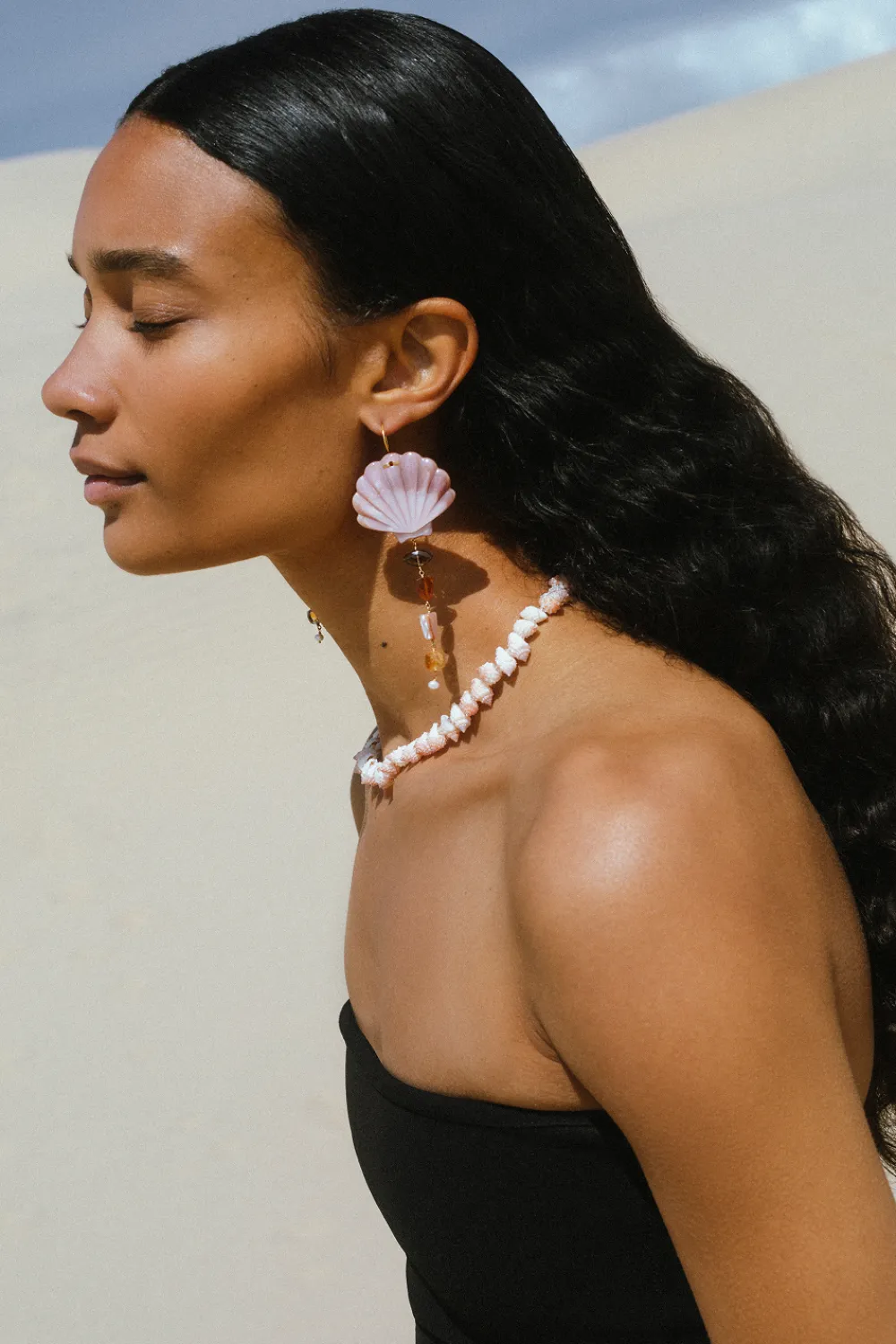Chan Luu Scallop Drop Earrings Natural Mix