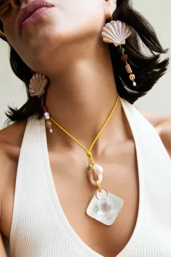 Chan Luu Scallop Drop Earrings Natural Mix
