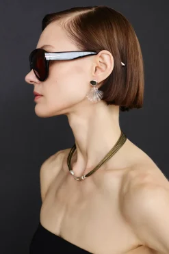 Chan Luu Scallop Earrings Clear Quartz