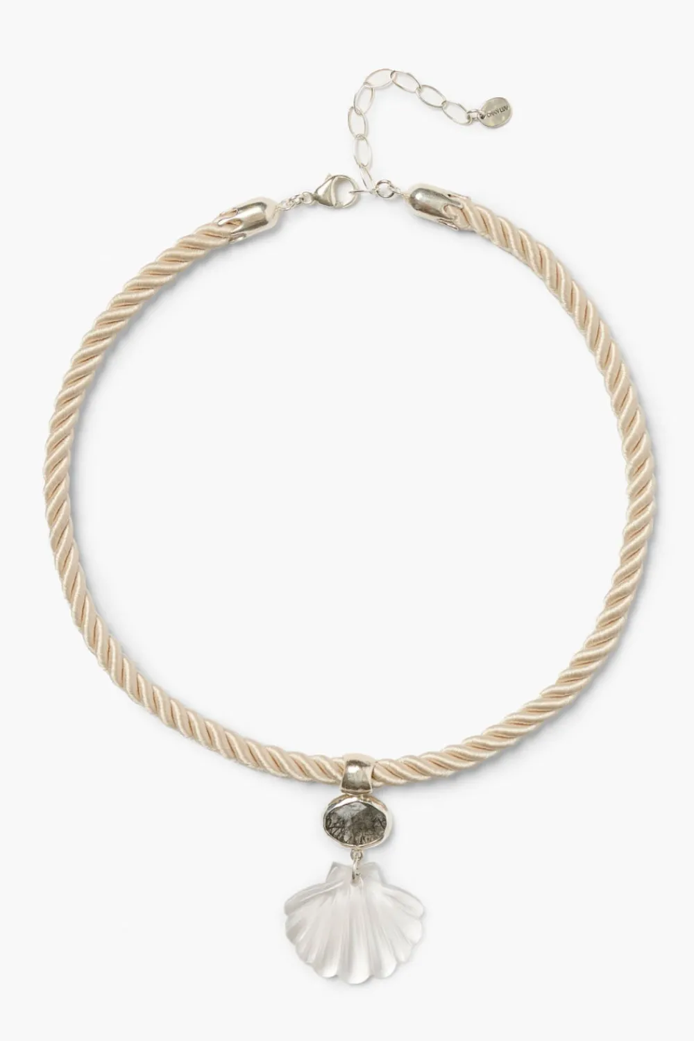 Chan Luu Scallop Twist Cord Necklace Clear Quartz
