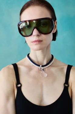 Chan Luu Scallop Twist Cord Necklace Clear Quartz