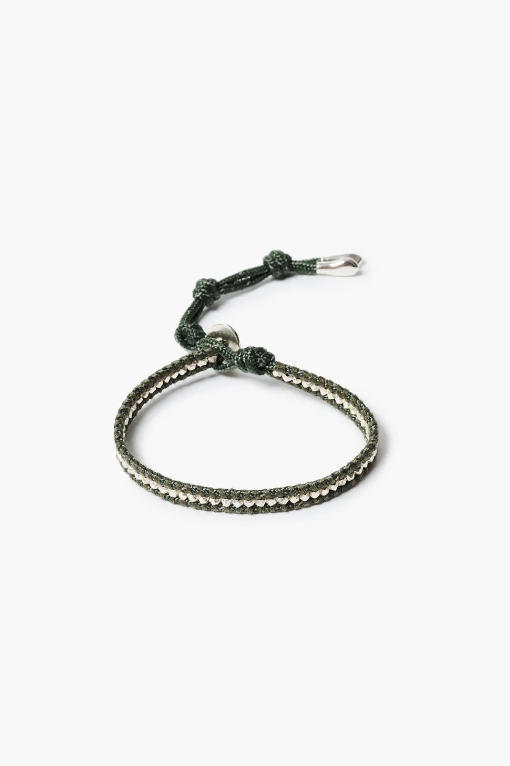 Chan Luu Sterling Silver Single Wrap Bracelet Dark Green