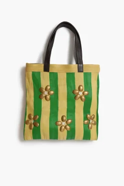Chan Luu Striped Market Tote Bag Green