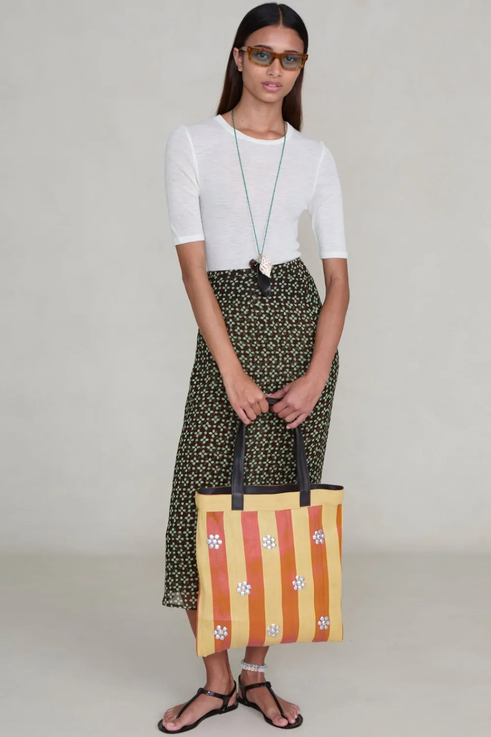 Chan Luu Striped Market Tote Bag Orange