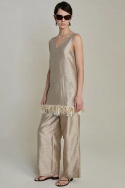 Chan Luu Tanged Yarn Dupioni Tank Taupe
