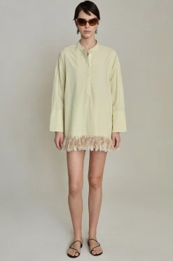 Chan Luu Tanged Yarn Fringe Tunic Tranucent Green