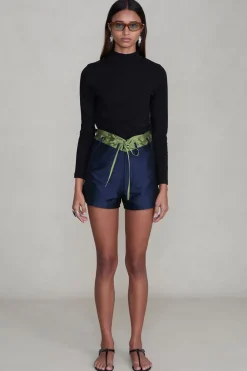 Chan Luu Techno Taffeta Two Tone hort Navy