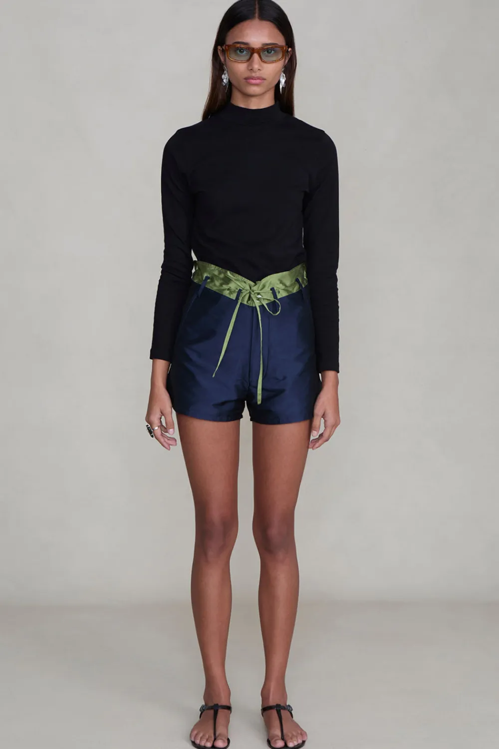 Chan Luu Techno Taffeta Two Tone hort Navy