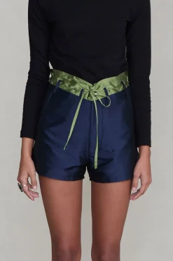 Chan Luu Techno Taffeta Two Tone hort Navy