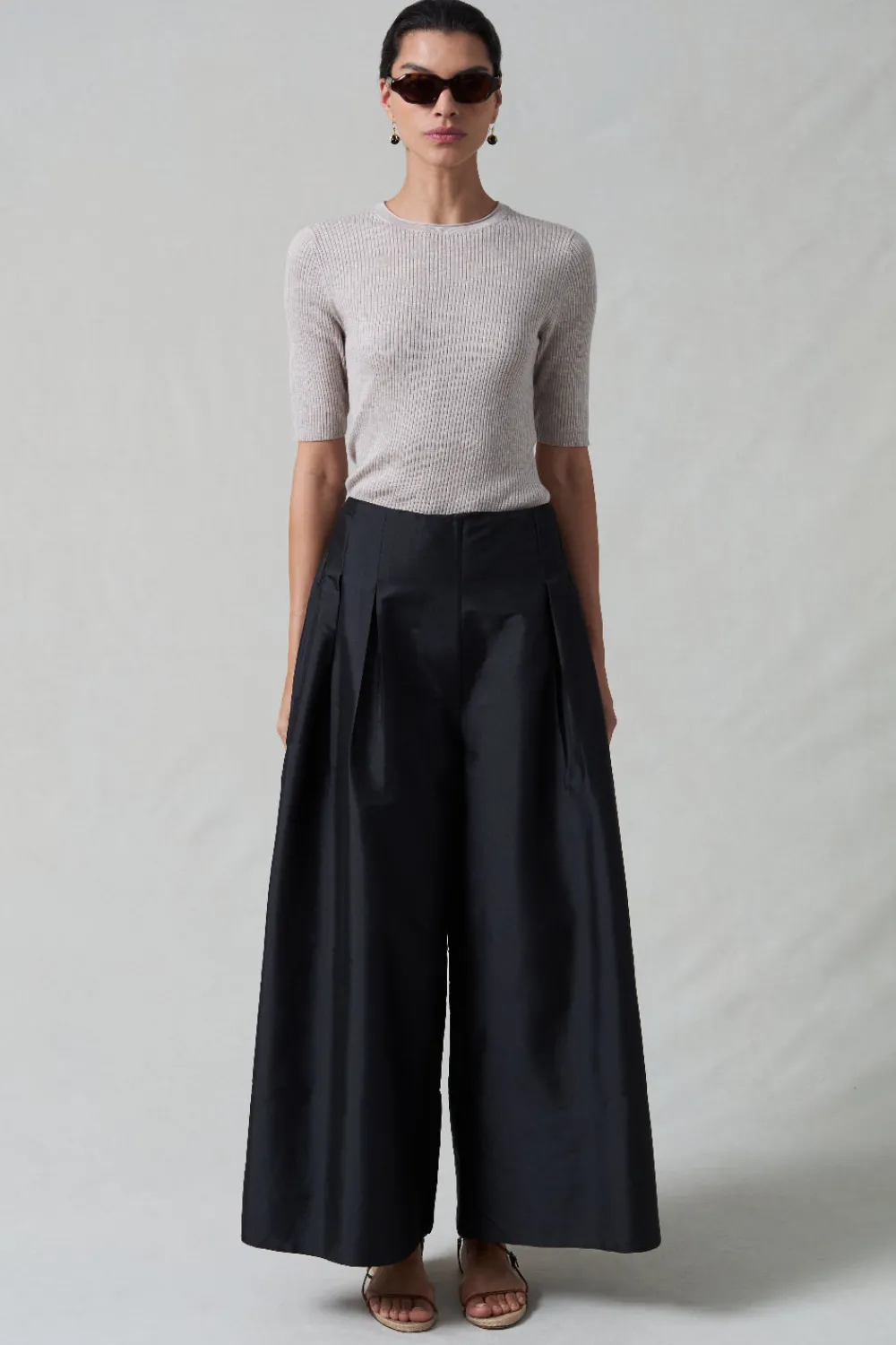 Chan Luu Techno Taffeta Utra Wide eg Trouer Back