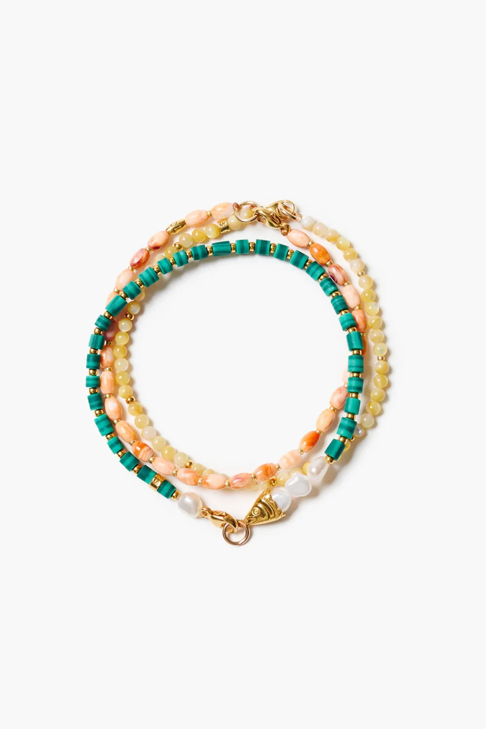 Chan Luu Trio Friendship Bracelet Set Malachite