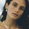 Chan Luu Two Tiered White Keshi Pearl Earrings