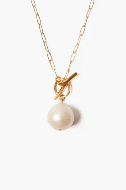 Chan Luu White Freshwater Pearl Toggle Necklace