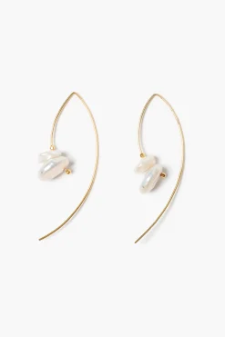 Chan Luu Wire Thread Earrings White Pearl