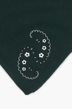Chan Luu Wool Cashmere Embroidered Bandana Green
