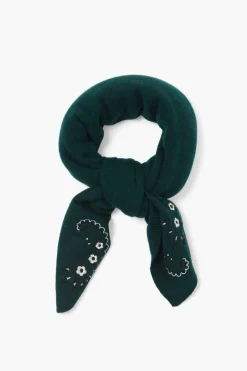 Chan Luu Wool Cashmere Embroidered Bandana Green