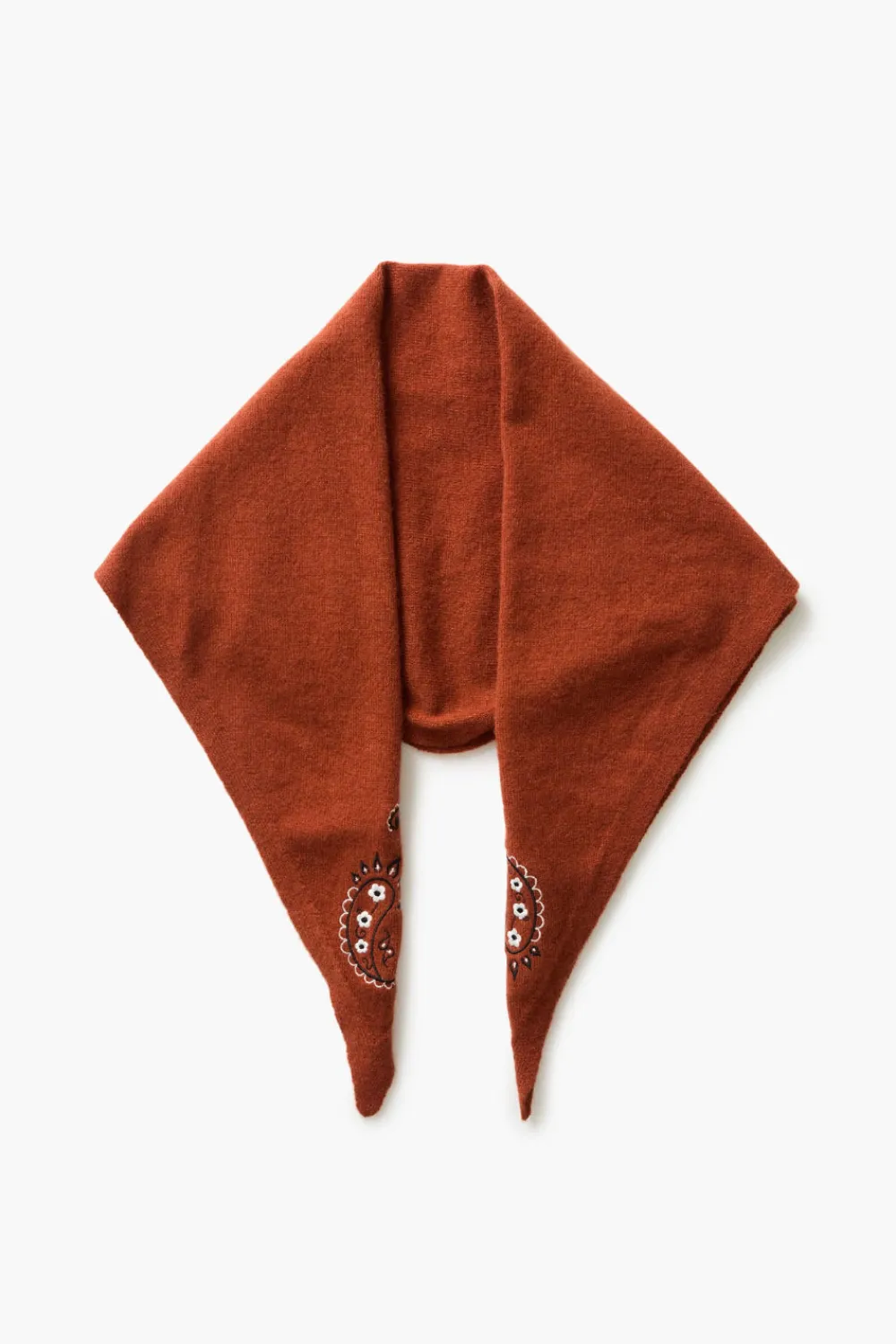 Chan Luu Wool Cashmere Embroidered Bandana Red Clay